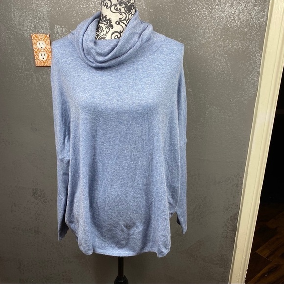 Cyrus Cowl Neck Knit soft Sweater denim blue - Picture 2 of 11